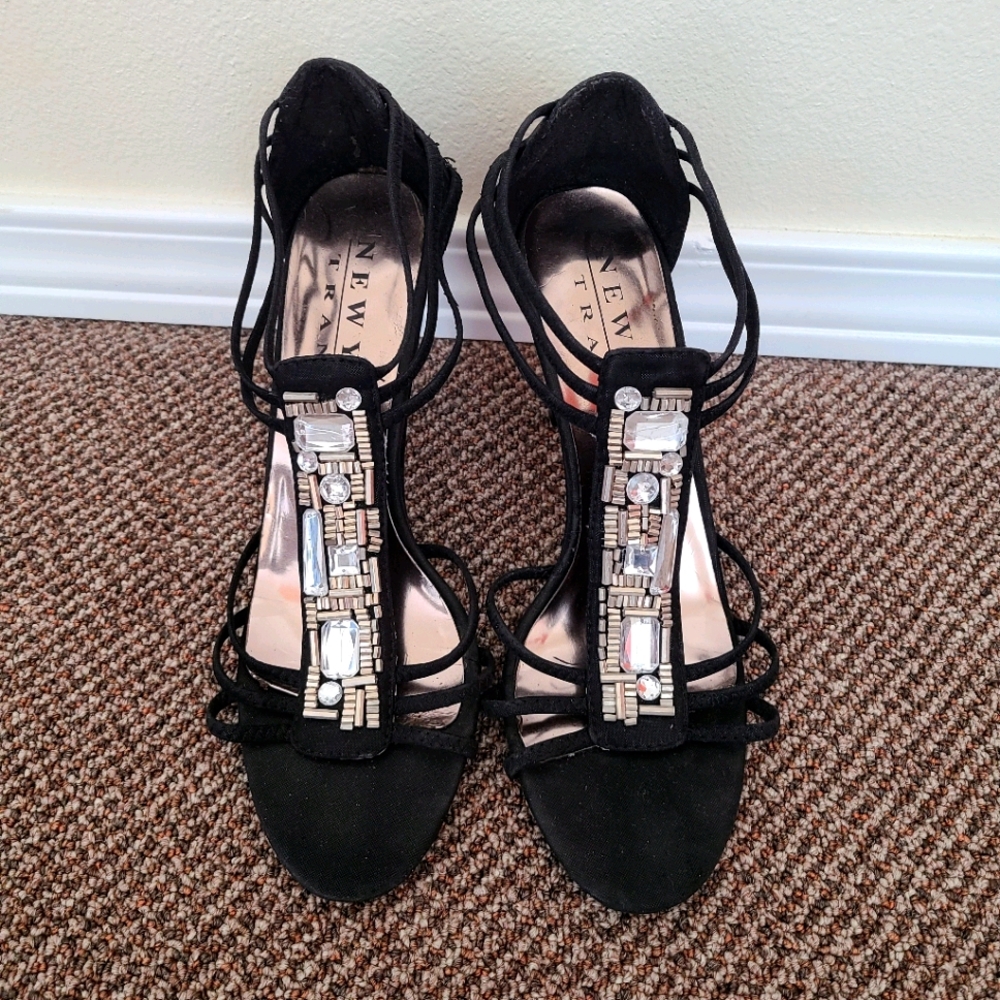 Black jeweled heels